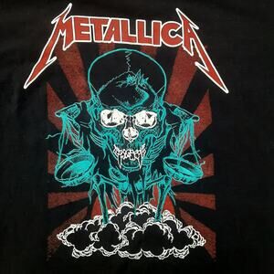 Metallica Pushead Justice Scale Skull Logo Band Tee Mens L Black T Shirt Rock